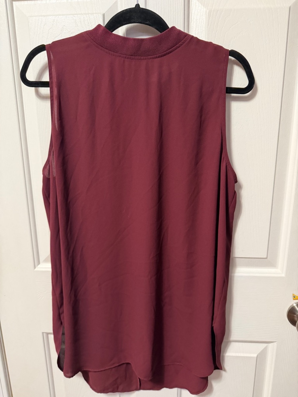 LOFT Sleeveless Mock Neck Tank in Burgundy